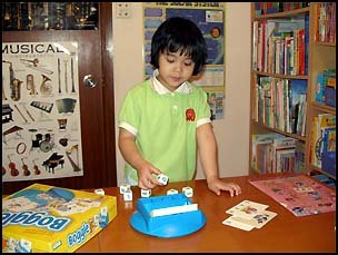 Teaching a kindergarten student at my home.